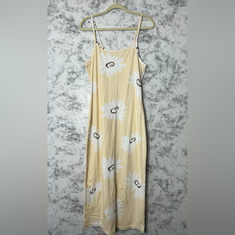 Bonprix Collection Butter Yellow Spaghetti Strap Slip Maxi Dress Sz M EUC. 28